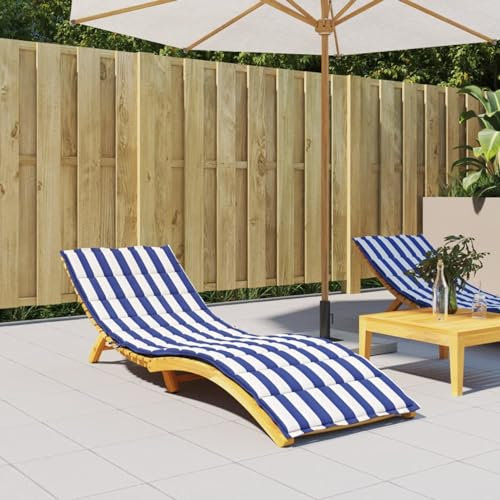 Rantry Sonnenliegen-Auflage Blau&Weiß Gestreift Oxford-Gewebe 200 x 50 x 4 cm Liegenauflage Gartenliege Auflage Relaxliegenauflage Polsterauflage Auflage für Gartenliege Sonnenliege Strandliege