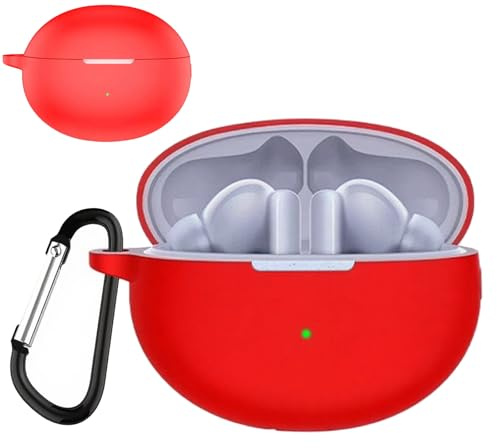 TOORQR Kompatibel mit Huawei FreeBuds 5i/FreeBuds 6i Hülle Kopfhörer Case Kopfhörer Case,Schützende Flüssig Silikon Hülle für FreeBuds 5i Silikon Cover,Front-LED Sichtbar, Kratzfest(Rot)