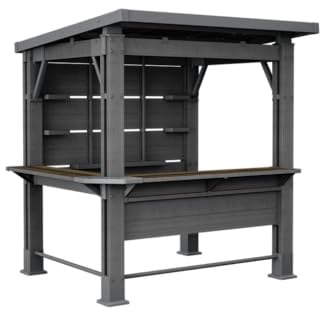 Keter Bar Gazebo Gartenpavillon mit integriertem Bartresen, wetterfest, H238 x B230 x T200 cm, DecoCoat Holzoptik in Walnuss, aus recyceltem Kunststoff & Metall