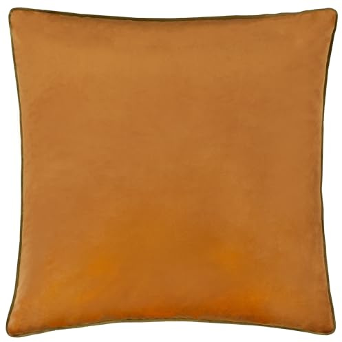 furn. Meridian Feather Filled Cushion (Ginger/Olive - 45 x 45cm) | Soft velvet cushion with contrast piping and feather filling. 45 x 45cm. Ready to style.