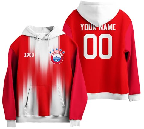Generisch Fußball Geschenke für Jungs,Kapuzenpullover Herren & Kinder - Personalisierter Fußball Hoodie mit Nummer & Logo,Fussball Geschenke Jungen