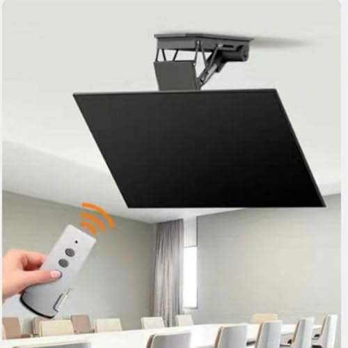 0-85° Flip Down Motorised TV Bracket - Hidden Drop Down TV Lift - Electric TV Ceiling Mount With Remote Control And Switch Control, Motorised TV Lift Fits 50-90 Inch TVs