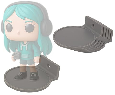 Layerforge Stage Figurenhalter 6er-Set für die Wand – Display-Podest für Sammelfiguren (z. B. Funko Pop) mit Schutzkante – minimalistisches Design, Made in Germany – Grau
