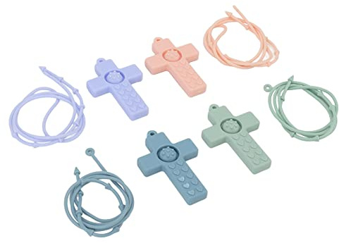 LUCKDANO Baby-Beißring für Kleinkinder, 4-teiliges Baby-Beißring aus Silikon Zur Linderung des Zahnens – Geruchloses, Farbenfrohes Kauspielzeug für Kleinkinder mit Umhängeband – Perfekt für