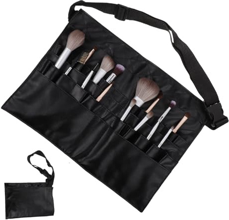 Borsa Cosmetica da Cintura per Truccatrice, Organizer Pennelli in PU Nero | Protegge Strumenti, Facile da Pulire, Resistente All'acqua, Design Creativo, Pratica per Compleanno e Festa