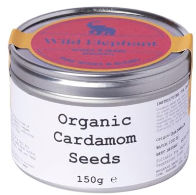Wild Elephant Organic Whole Cardamom Seeds 150g - 100% Pure Green Pods, No Additives - For Curry, Chai & Biryani - Packed in UK
