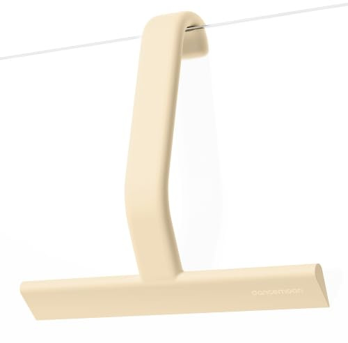dancemoon JustHang Shower Squeegee with Built-in Hook, 25 cm, Sand Beige | Award-Winning Design, All-One-Piece Soft-Touch Silicone, for Shower Door, Bathroom, Window, Mirror, Tile Wall, Car