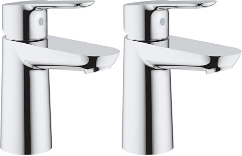 GROHE BauEdge | Robinet de salle de bain - batterie de lavabo monocommande, taille S | avec cartouche en céramique | chromé | 23330000 (Lot de 2)