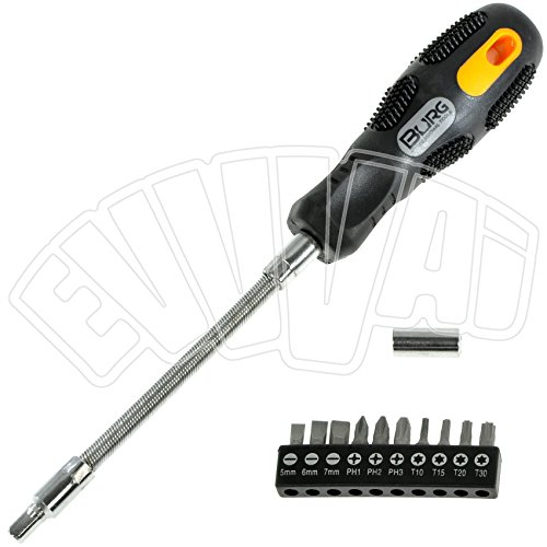 CACCIAVITE FLESSIBILE 10 BITS GIRAVITE A CROCE TAGLIO TORX ACCIAIO CROMO VANADIO