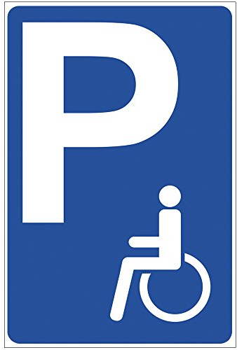 Panneau « Parking pour handicapés » en aluminium/Dibond, dimensions : 200 x 300 mm, épaisseur : 3 mm, panneau de stationnement pour personnes handicapées, parking uniquement avec carte d'identité,