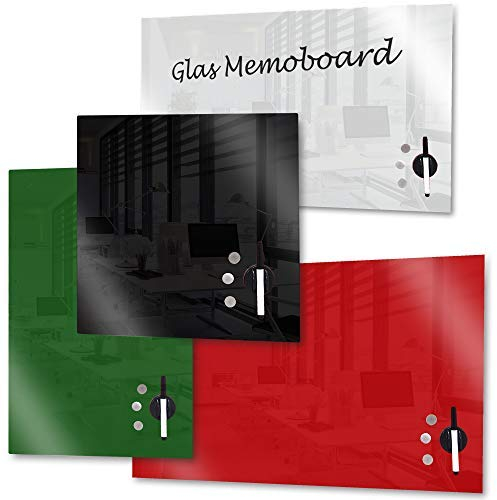Rapid Teck® Memoboard Glas Magnettafel Grün 45cm x 45cm Glastafel inkl Zubehör Glasboard Whiteboard Wandtafel Magnet-Board
