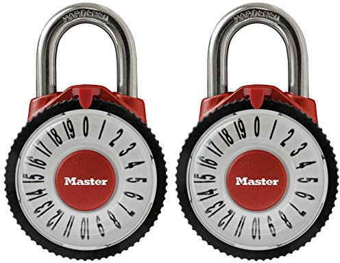 Master Lock Candado de combinación 1588T con lente de aumento, colores surtidos, paquete de 2