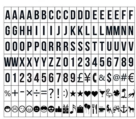 Ai-life 126Pcs Lettres, nombres, symboles et emojis noires Spécial Décoratif DIY Panneaux de Cinéma Pour Boîte Lumineuse, Supplémentaires Caisson Lumineux Panneau Lumineux Décoration