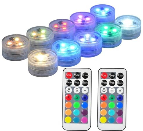 Afoosoo RGB Unterwasser Licht Multi Farbwechsel Flammenlose LED Runde CR2450 Batteriebetriebene Super Helle Weiße Warmweiße LED mit Fernbedienung Halloween Kürbis Lichter