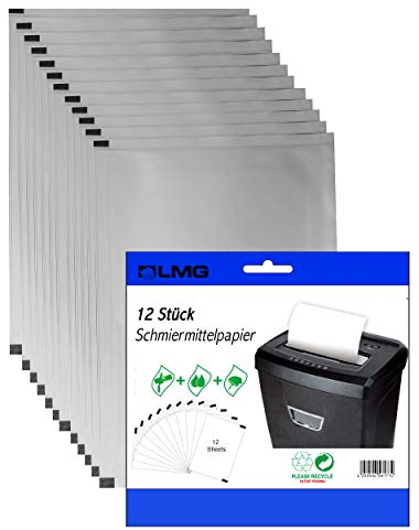 [12Stück] Premium Ölpapier für Aktenvernichter - Schärft und schmiert gleichzeitig, Für eine besonders lange Lebensdauer, Hochwertiges Schmiermittelblätter, Für alle Aktenschredder geeignet
