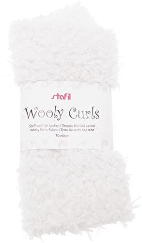 stafil Plüsch Stoff wollige Locken 30x40 cm 100 Polyester Handwäsche Weiß