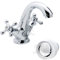 Rubinetto lavabo bagno miscelatore cromato con manopole completo di piletta