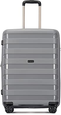 GinzaTravel Kratzfestes PP-Material, große Kapazität, erweiterbares Gepäck, 8-Rad-Spinner-Gepäck-Set, Farbe: Grau, Carry-On 20-Inch