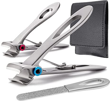 Grand et petit coupe-ongles avec limes diamantées Vogarb 15/18 mm Ouverture extra large pour ongles incarnés et épais, en acier inoxydable
