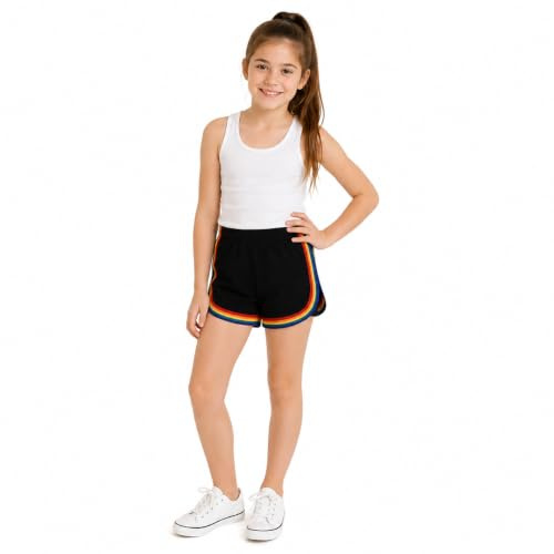A2Z 4 Kids Girls Shorts 100% Cotton Dance Sports Trendy Fashion Summer Hot Short - Girls Shorts 426 Rainbow Black 7-8