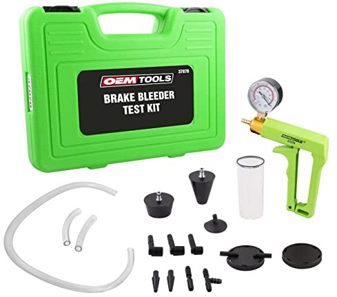 OEMTOOLS 37070 Brake Bleeder, Steering Pump Bleeder and Vacuum Pump Test Kit, Brake Fluid Bleeder Kit, Vacuum Test, Brake Fluid Drain Kit, Vacuum Pump