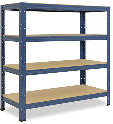 shelfplaza Home 90x80x30cm Schwerlastregal blau mit 4 Böden x 175kg | Kellerregal · Lagerregal · Metallregal · Regale für Kellerraum · Steckregal · Abstellraum Regal