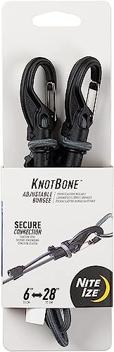 Nite-ize KBB5-01-R3 KnotBone, Bungee Cord with Carabiner Clip Ends + Adjustable Length 6-28, Size #5, Grey