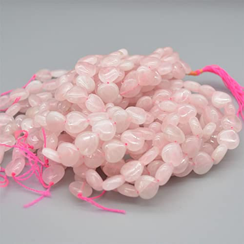 Rose Quartz Gemstone Heart Beads - 12mm