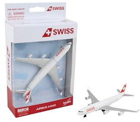 Herpa Toys Single Airplane Swiss A340, Kleiner Maßstab, Flugzeug Modell, Sammeln, Spielen, Spielzeug Miniaturmodell aus Kunststoff - für Kinder ab 3 Jahren!