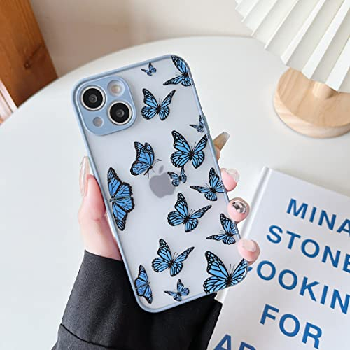 ZTOFERA Hülle für iPhone 13, Durchscheinend Liquid Silikon Hülle mit Viele Schmetterling Design, Weich Flexibel Anti-Kratzer Schutzhülle für iPhone 13 (6,1) - Lila Schmetterling