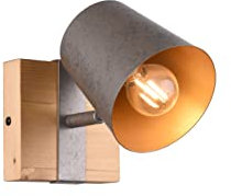 lightling Vintage Strahler 1- flammig Deckenleuchte Ben nickel antik metall Holz, exkl. 1 x E14 max. 25 Watt, 11 x 11 cm, Auslage: 23 cm