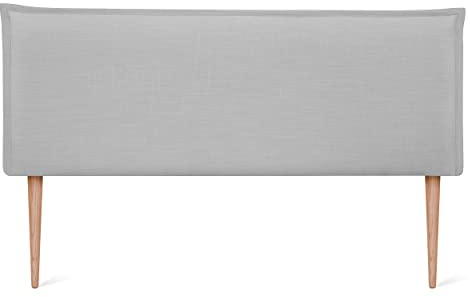DHOME Kopfteil aus natürlichem Leinen einfarbig mit Paspelierung für Bett Schlafzimmer modernes Top Trend (Hellgrau, 150x105cm Mit Füßen (Betten 150/160))