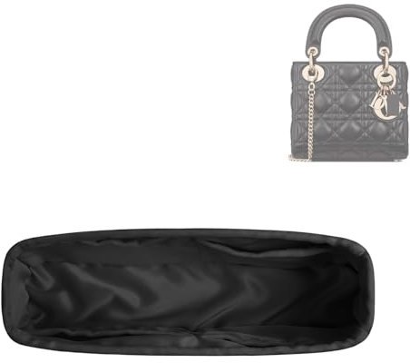 DGAZ Handtasche Tasche Organizer, Seide Tasche Innentasche für Lady Dior, Seidige Berührung Taschenorganizer Shaper Einsatz (Schwarz, Lady Dior Micro)