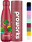 Proworks Edelstahl Trinkflasche | 24 Std. Kalt und 12 Std. Heiß - Vakuum Wasserflasche - Isolierflasche für Sport, Laufen, Fahrrad, Yoga und Camping - 1 Liter - Bio-Traube - Catcus