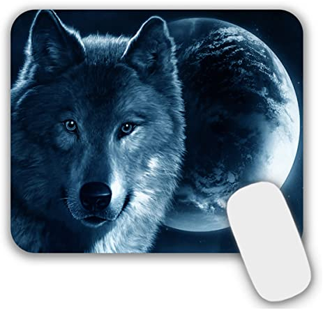 AOKSUNOVA Mauspad mit Motiv Mousepad Klein 24 x 20 cm Mauspad Muster Design Wolf
