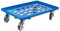 Transportroller für Euroboxen 60x40cm mit Gummiräder blau | Gitter/Rasterdeck | 4 Lenkrollen | Traglast 300kg | Kistenroller Logistikroller Rollwagen Profi-Fahrgestell