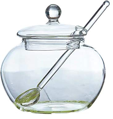 Piarktoy Cuenco de cristal para galletas con tapa y cuchara transparente para el hogar