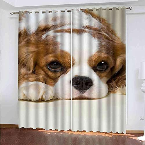 JOKITA Haustier Hund Verdunkelungsvorhänge 3D Vorhänge Blickdicht Haustier Hund Verdunkelungsvorhang mit Ösen für Schlafzimmer Kinderzimmer Wohnzimmer Dekoration Gardienen 234x183 cm