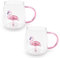 Blümelhuber 2er Set Flamingo Tasse Glas Tassen - Tee Tasse Büro - Cappuccino Tassen - Kaffee Glas Tasse Flamingo Figur