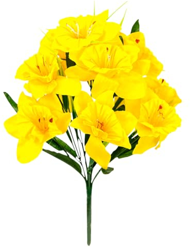 Deco Woerner Künstlicher Narzissen Blumenstrauß Deko Blumen Kunstblumen Textilblumen Osterdeko