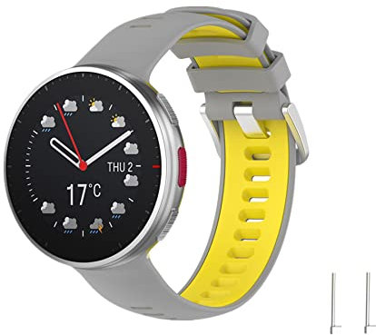 Muovrto Armband für Polar Vantage V2,Wechselarmband Ersatzband Silikon Ersatzarmbänder Uhrband für Polar V2 (Grau&Gelb)