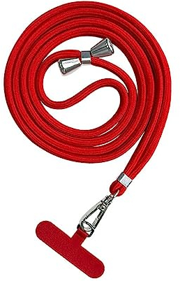 Bigcousin Universale Handykette,Handyband passend für Standard Handyhülle,Kette zum Umhängen mit Pad Handy Lanyard,verstellbar und abnehmbar,Rot