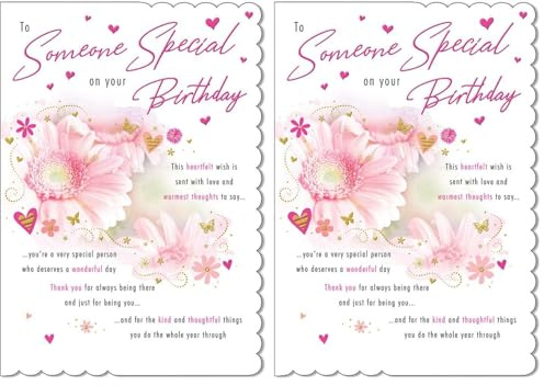 Piccadilly Greetings Group Ltd Traditional Birthday Card Someone Special - 9 x 6 inches - Piccadilly Greetings,pink (Pack of 2)
