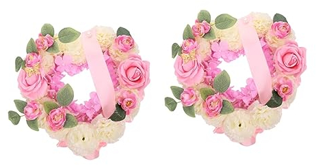 Abaodam 2 Sätze Herz-gedenkkranz Grve Blumen Rosenblumenkranz Grabsteinblumendekoration Blumenkranz Vor Der Haustür Friedhofsblumen Trauerblumenkranz Sarg Polyester Künstlich Lieferungen