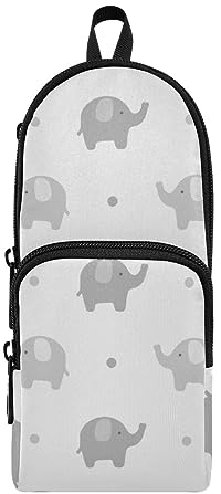 ISAOA Niedlicher Elefant Polka Dots Große Federmäppchen Stifteetui Stiftehalter Schreibwaren-Organizer für Schule Kinder Teenager Mädchen Jungen, #7, Einheitsgröße, Schulranzen-Set
