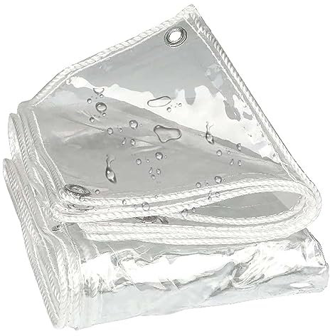 Amunpitic Transparente Plane mit ösen 0.5x2m, wasserdichte Abdeckplane PVC Material Dick, Zeltplane Outdoor mit Seil und Kabelbindern, Gartenplane, Pflanzenabdeckung für Terrasse