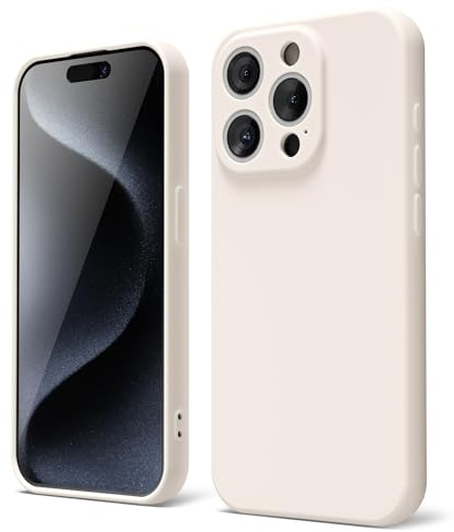 oakxco for iPhone 15 Pro Phone Case Liquid Silicone, Thin Slim Soft Rubber Gel TPU Plain Simple Cover for Women Girl Cute, Matte Solid Color, Beige Stone Cream