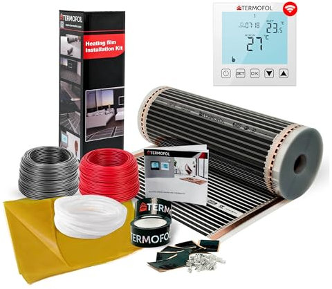 Elektrische Fußbodenheizung Heizfolie 230V - ohne/mit Thermostat - Leistung 80 W/m2 - Fussbodenheizung Elektrisch Komplettset fur Fußboden-, Wand- oder Deckenheizung