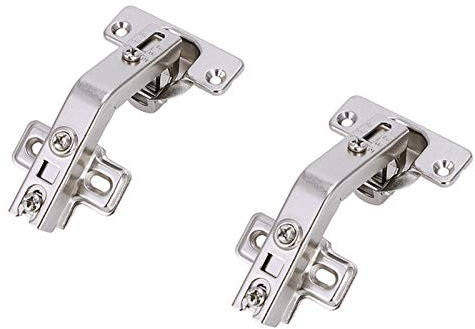 1 par de bisagras de gabinete de Esquina plegadas con Cierre automático, bisagras de Placa de Montaje de Cuatro Orificios de 135 Grados, Acero Resistente, Cierre Suave y silencioso