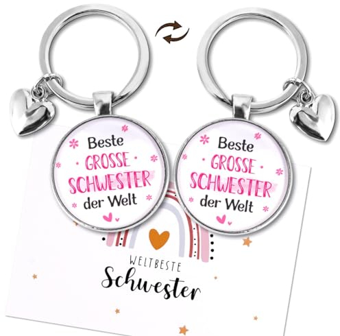 COLOFALLA Geschenk zur Geburt Schwester Geschenk Schlüsselanhänger Große Schwester Beste Freundin Geschenke zum Geburtstag Weihnachten Schlüsselanhänger Mädchen Frauen Schlüsselring